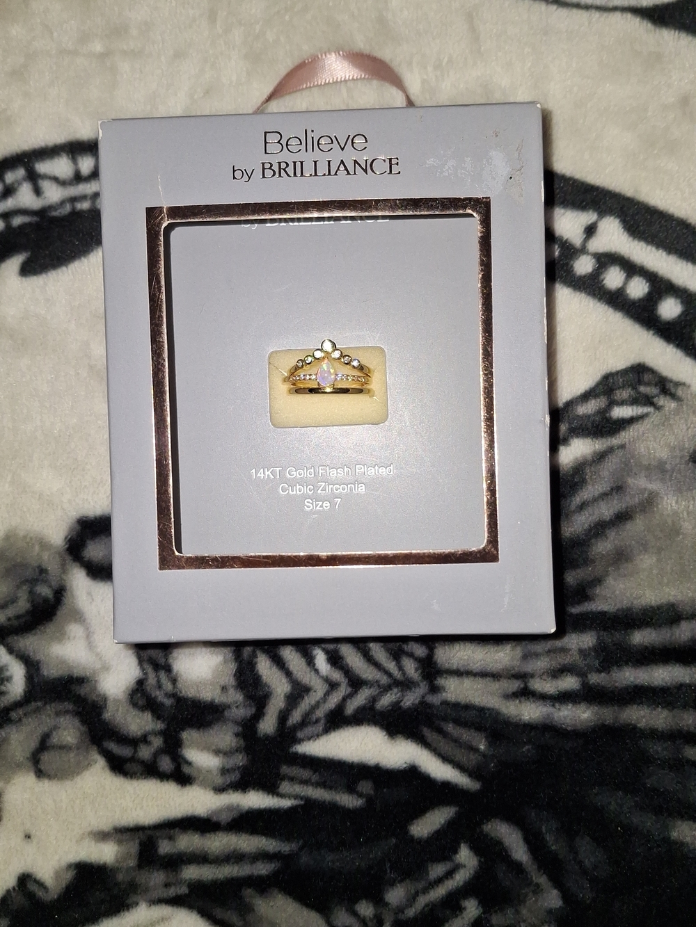 Believe by Brilliance Gold Pink CZ Tiara Ring